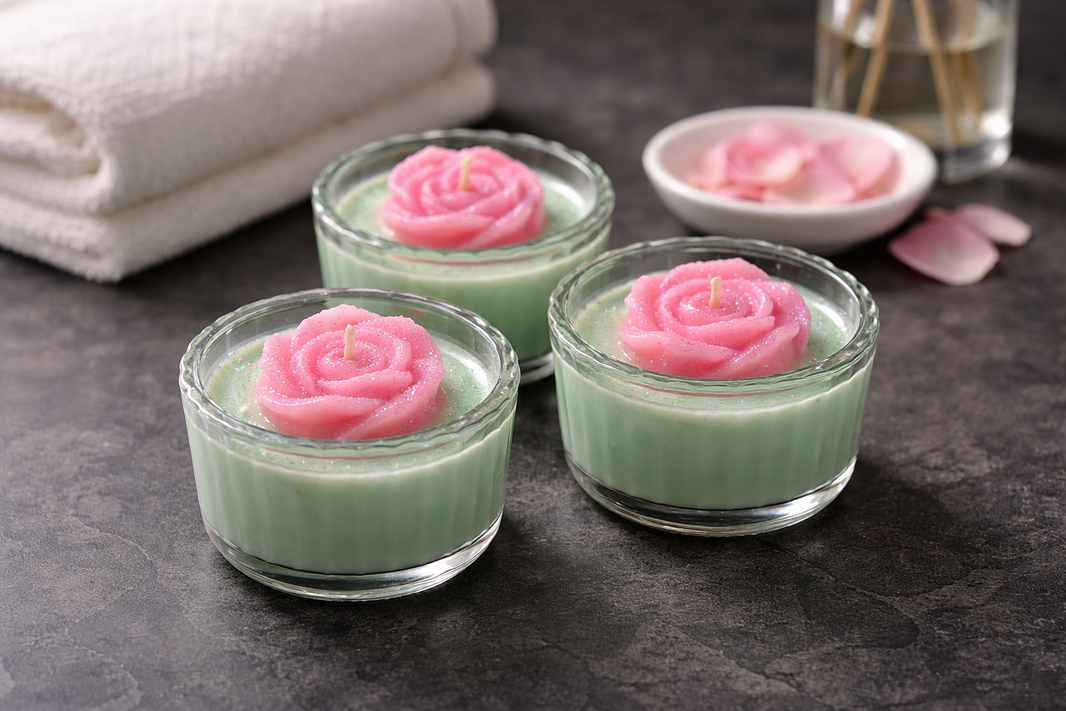 Spring Bloom Tealight Set (3Pack) | Floral Citrus Scented Rose Candles | Handmade Gift for Mom